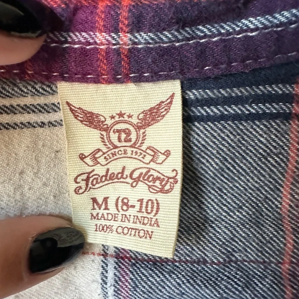 Faded Glory Women’s Plaid Flannel Shirt Size M (8-10) - Picture 2 of 5